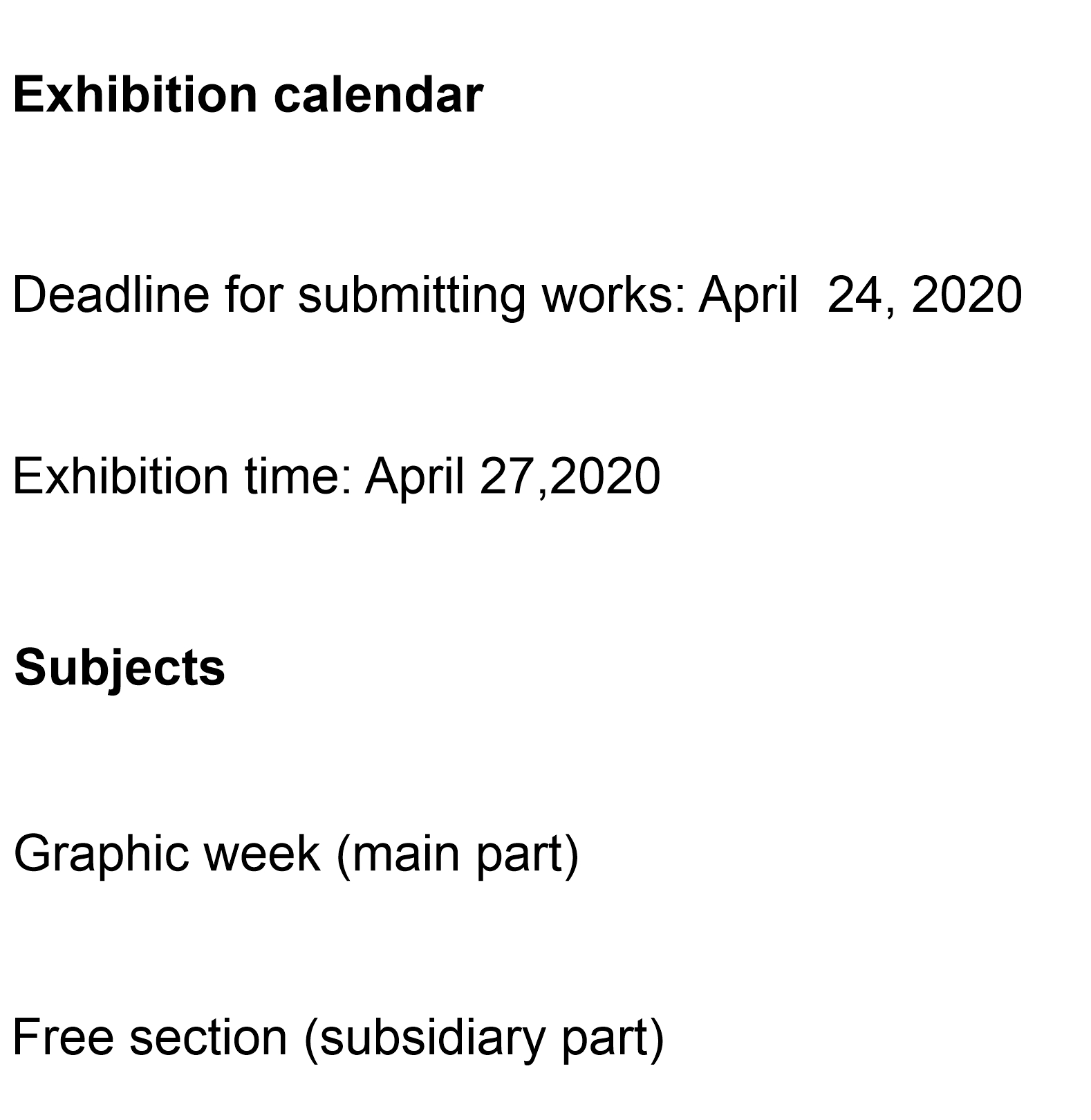 Exhibition calendar